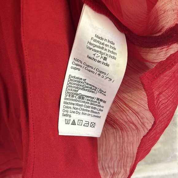 J.Crew Women’s Sheer Lace-Trim Button Up Shirt Short Sleeves Red NWT Sz 00 CD018 - Picture 9 of 9